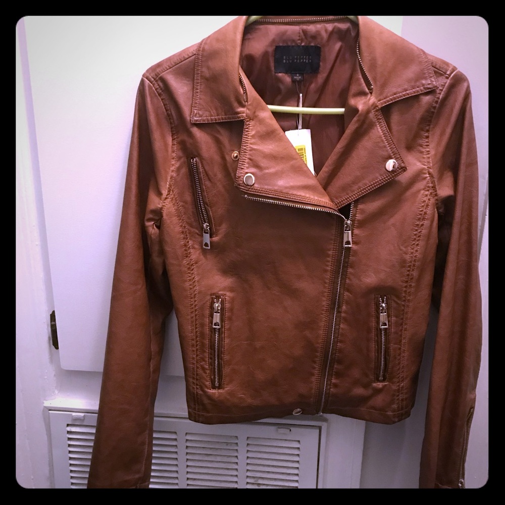 Tan faux leather jacket